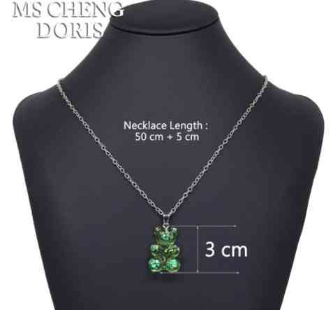 Кулон з мишком зелений з перламутром - довжина ланцюжка 50см, смола, цинковий сплав Київ