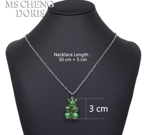 Кулон з мишком зелений з перламутром - довжина ланцюжка 50см, смола, цинковий сплав Київ - фото 1