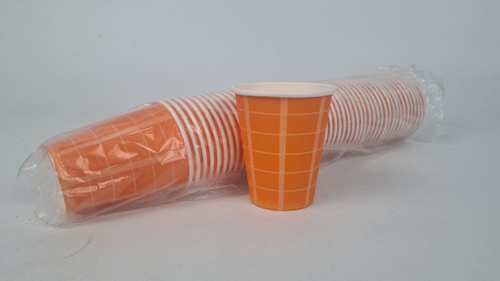 Стакан  бумажный 175мл Юнита клетка оранжевая h7 (50 шт) Харків - фото 1