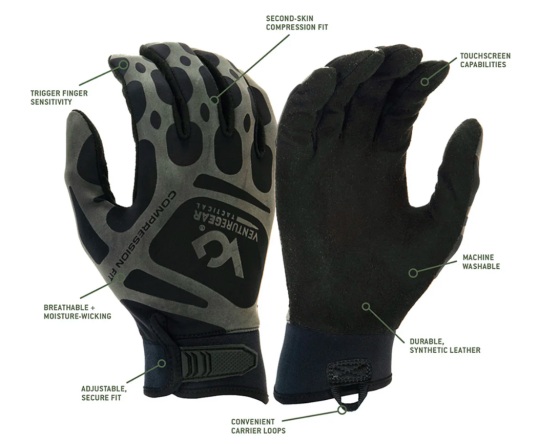 Тактичні рукавиці Venture Gear Tactical VGTG10 Compression Fit, чорні, розмір S (7) Київ