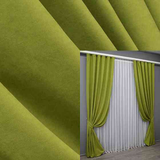 Комплект готових штор VR-Textil Мікровелюр Petek № 1500ш Салатовий 150х270 см 2 шт (33-1043) Київ