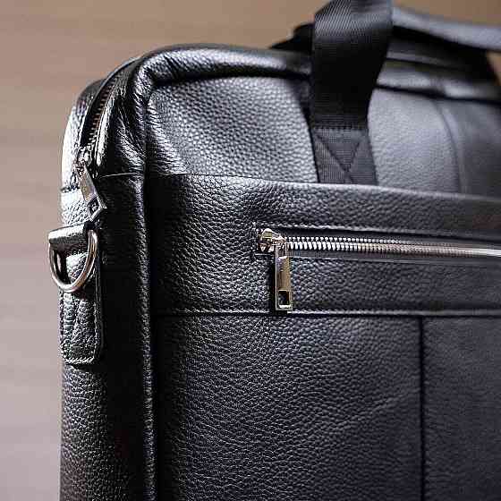 Сумка ділова чоловіча шкіряна Vintage 14794 Чорна Київ