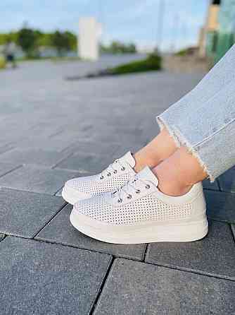 Lonza Жіночі кеди з натуральної шкіри білі весна - літо LONZA / Стильні кеди літні шкіряні р.38 Коломия