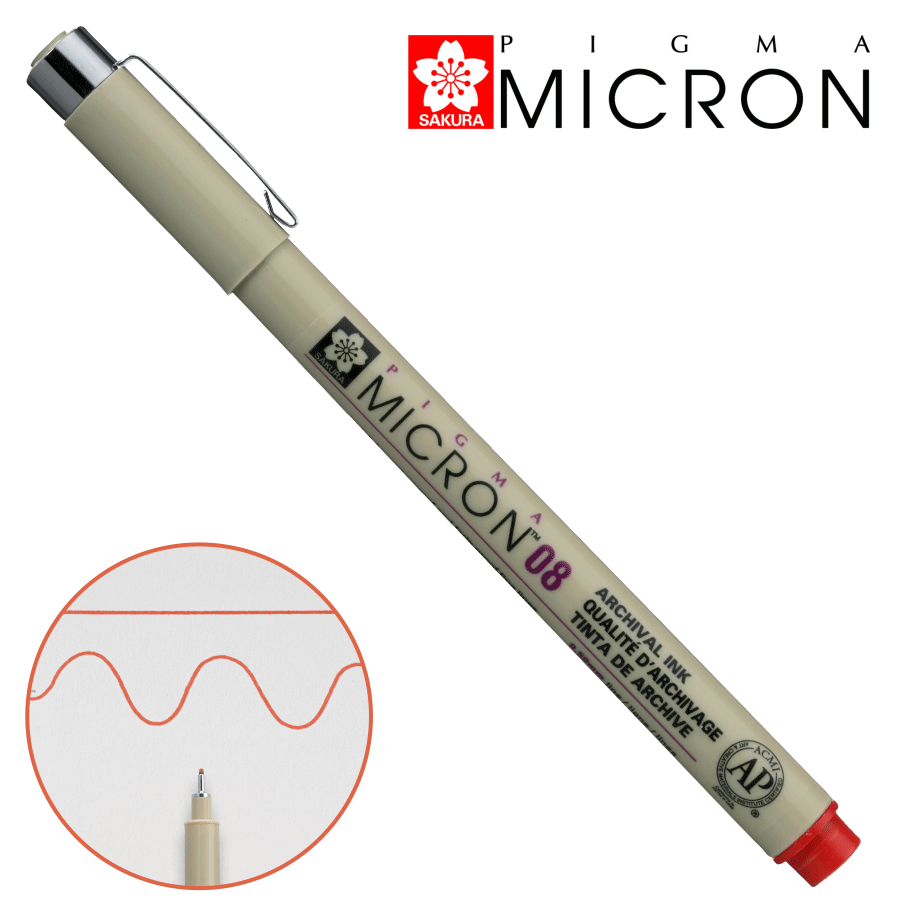 Линер PIGMA MICRON (0.8) 0,5мм Красный Sakura Киев - изображение 1