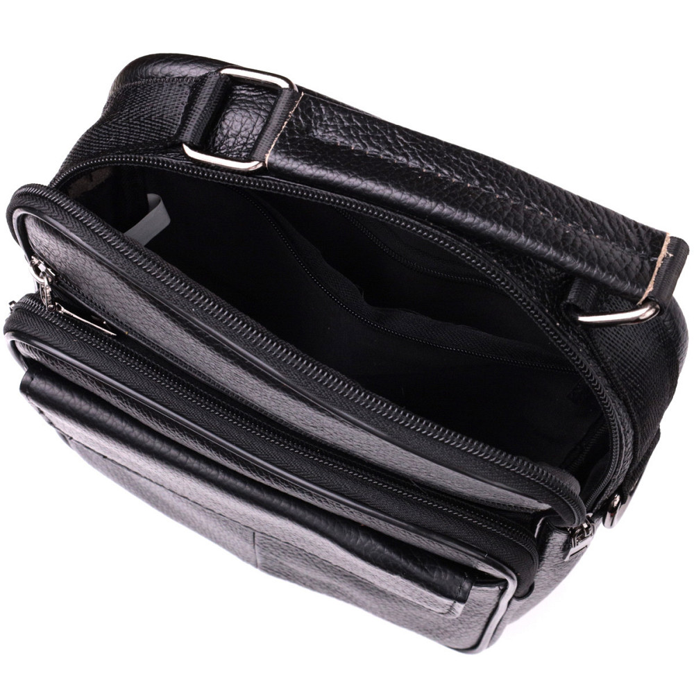 Стильная мужская сумка среднего размера через плечо из натуральной кожи Vintage sale_15039 Черный Киев - изображение 4