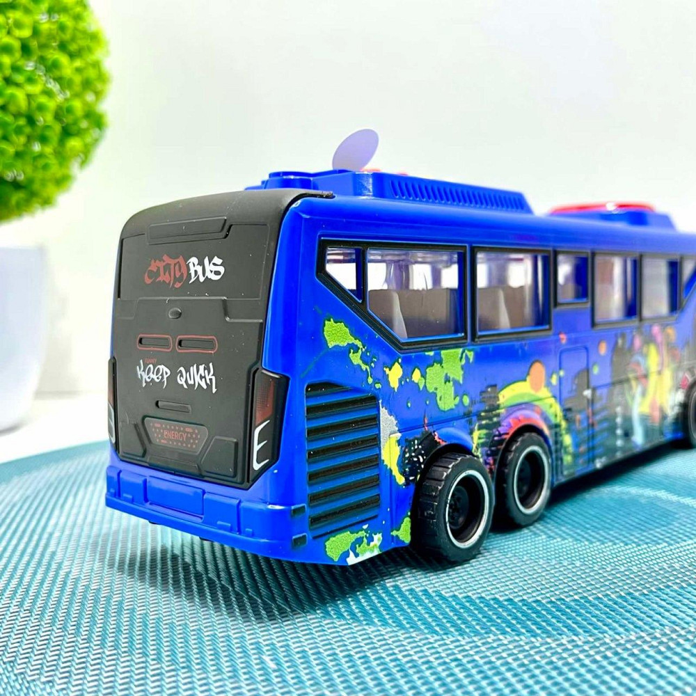 Автобус з інерцією підсвічуванням та звуком відкриваються двері 27см Синій (JS162BC) Чернігів - фото 9