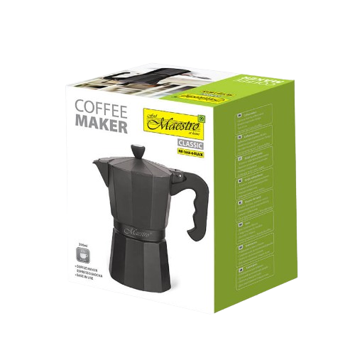 Кавоварка гейзерна 300мл (6 порцій) алюмінієва MR-1666-6-BLACK Espresso Moka Maestro Житомир - фото 5
