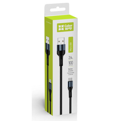 Дата кабель USB 2.0 AM to Micro 5P 1.0m nylon black ColorWay (CW-CBUM045-BK) Винница - изображение 7