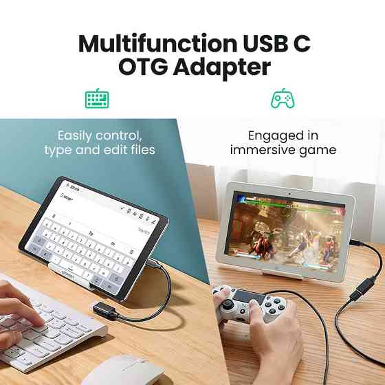 Type-C OTG кабель-адаптер Ugreen US203 30701 (Чорний, 15см) Николаев