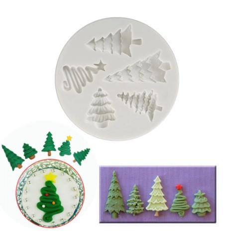 Молд новогодний Елочки 10 см серый Киев - изображение 4