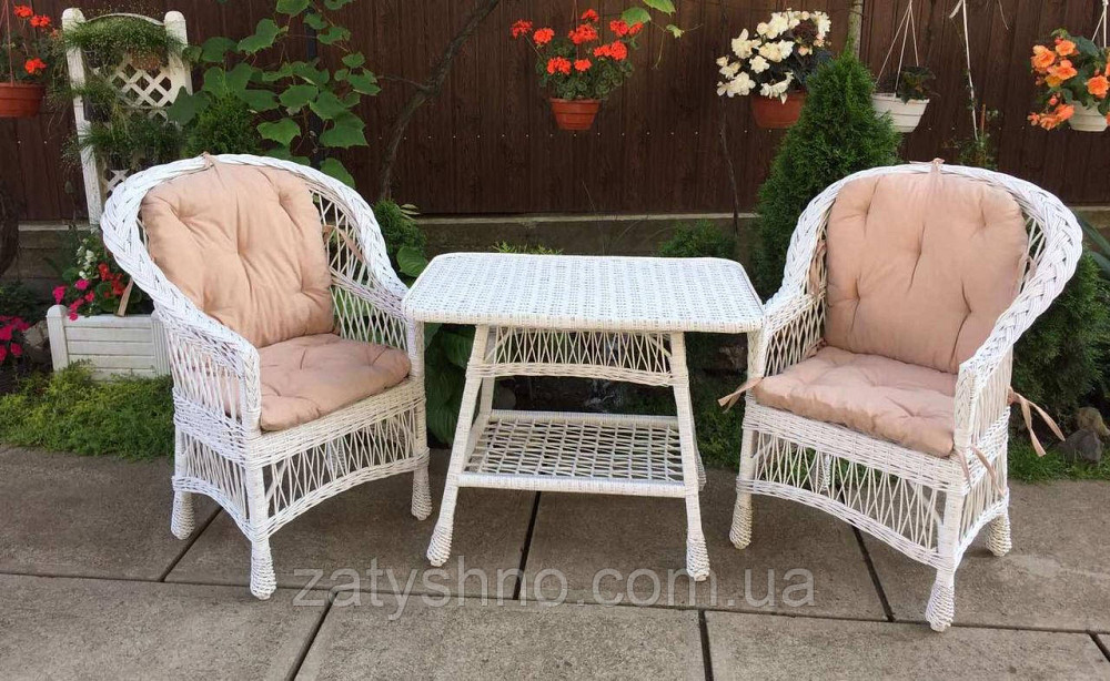 Плетеная мебель белая|  Комплект плетеной   на 2 персоны | мебель из лозы в сад Киев - изображение 2