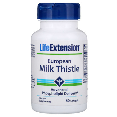 Травы Life Extension Силимарин (Расторопша), European Milk Thistle, 60 желатинов (LEX-19226) Винница - изображение 1