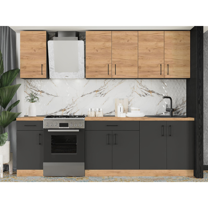 Кухня модульна Эверест Оптима набор №3 Дуб крафт золотой+Антрацит 2,6 м (без столешницы) (DTM-5700) Львов - изображение 1