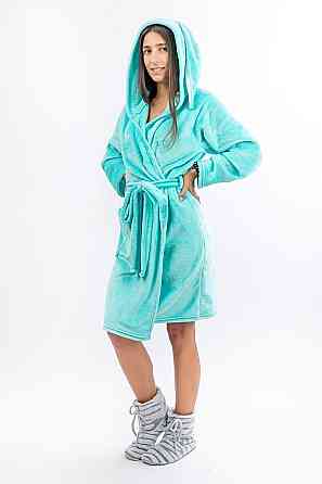 Теплый халат с ушками  для подростков, ментоловый Киев