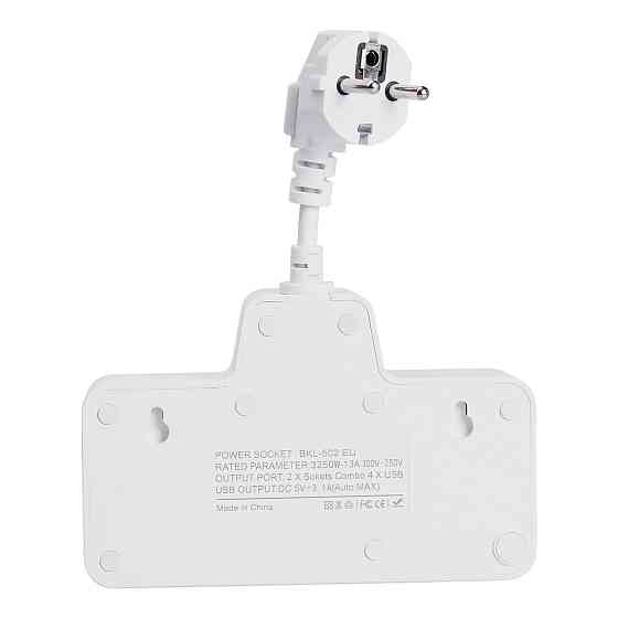 Мережевий фільтр на 2 євро розетки з 2 USB та 2 Type-C білий HP-5-17 Київ