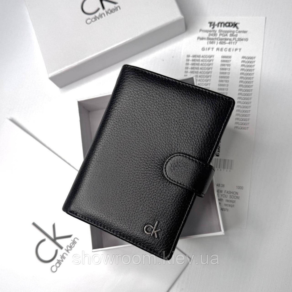 Шкіряний чоловічий брендовий гаманець на кнопці Ск (6602) Київ - фото 1