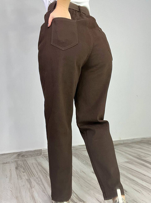 Джинсы женские A-N 25072 MOM бананы талия на резинке с ремнем стрейчевые оверсайз коричневый, коричн Одесса - изображение 7