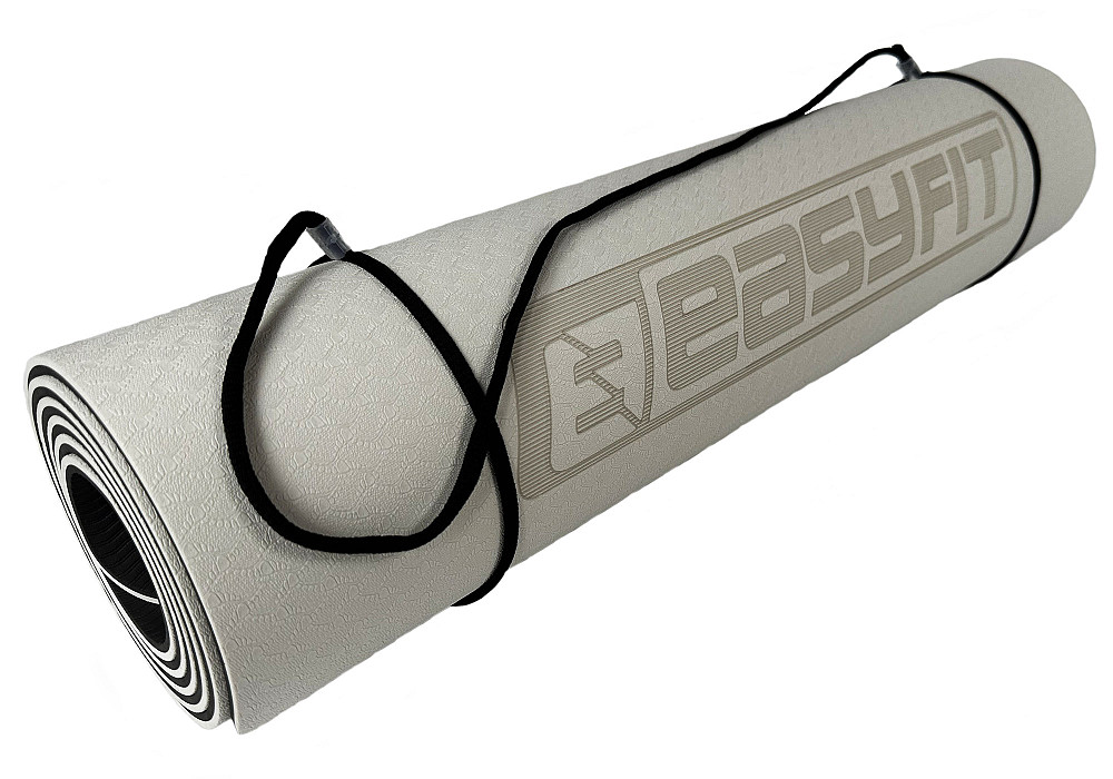 Килимок для йоги та фітнеса EasyFit TPE+TC 6мм двошаровий + Чохол сірий з чорним Коломия - фото 4