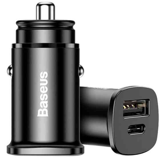Автомобільний зярядний пристрій Baseus Square Metal 1USB + Type-C QC (5A) (PPS-30W-MAX) (CCALL-AS01) Black Ровно