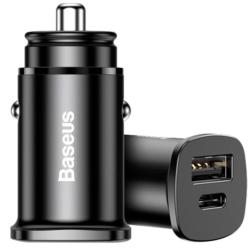Автомобільний зярядний пристрій Baseus Square Metal 1USB + Type-C QC (5A) (PPS-30W-MAX) (CCALL-AS01) Black Ровно - изображение 1