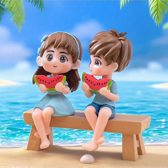 Фігурки діти з кавунами 5.2 х 2.3 см декор для флораріуму та моделювання Одеса