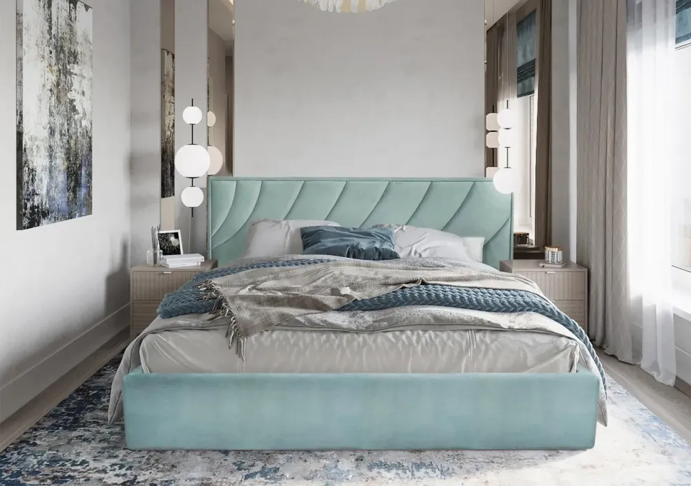 Ліжко BNB Двоспальне Laurel Comfort 180 x 200 см Simple З підйомним механізмом та нішою для білизни Зелений Київ - фото 4