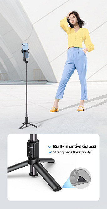 Селфі палиця бездротовий монопідштат UGreen LP508 для смартфонів 50758 (Чорна) Миколаїв - фото 8