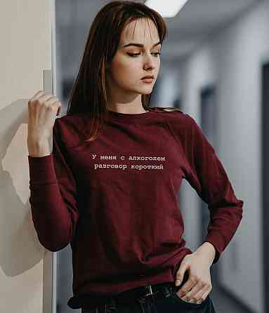 Мужской\Женский свитшот  с принтом . У меня с алкоголем разговор короткий Черновцы