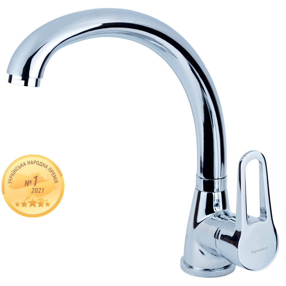 Смеситель HL Ø35 для кухни гусак ухо на гайке AQUATICA HL-4B130C (9734100) Киев - изображение 1