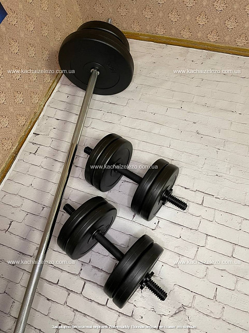 Лавка для жиму з тренажерами + 3 грифа + блінами 50 кг Гантелі, гирі, штанги та диски комплект Київ - фото 8