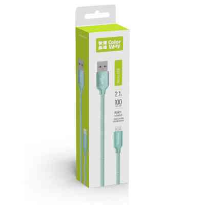Дата кабель USB 2.0 AM to Micro 5P 1.0m mint ColorWay (CW-CBUM002-MT) Вінниця