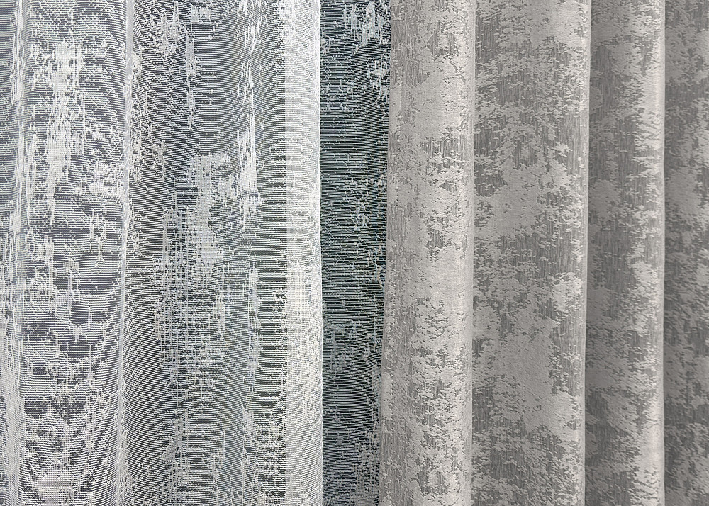 Комплект штор VR-Textil Жакард Мармур 150х270 2шт і Тюль 600х270 1124ш-1400т Світло-сірий з білим 71-058/5 Київ - фото 6