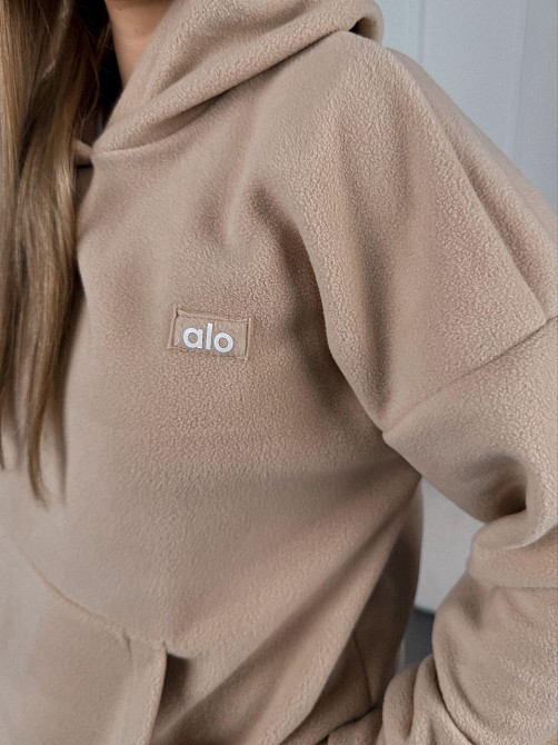 Женский стильный теплый костюм из флиса полар с шапкой Песочный, 46/48 Одесса - изображение 10