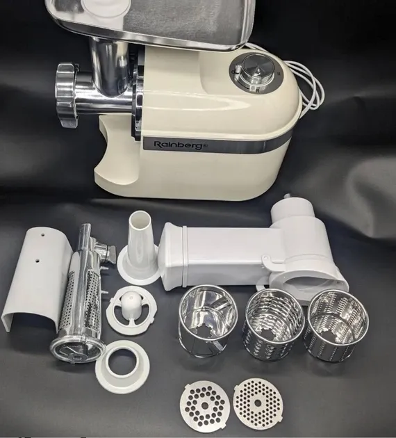 М’ясорубка Rainberg RB-2270 3800Вт з насадками для томатів, кеббе, терками, реверсом і 3 решітками Одеса - фото 6