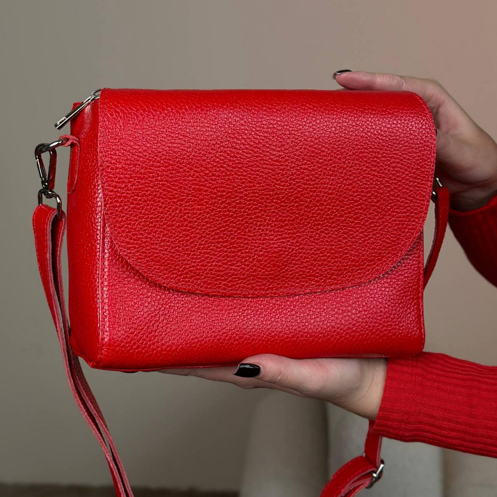 Женская кожаная сумочка, Стильная сумка из натуральной кожи, Маленькая красная сумка на плечеMasterSem Киев - изображение 1