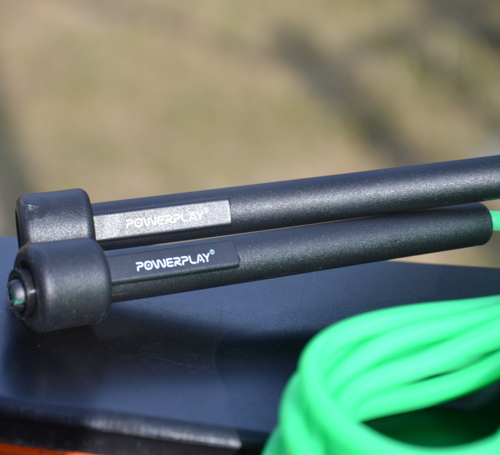 Скакалка PowerPlay 4201 Basic Jump Rope Зелена 2,8m для занять фітнесом вдома і в тренажерному залі Київ - фото 8