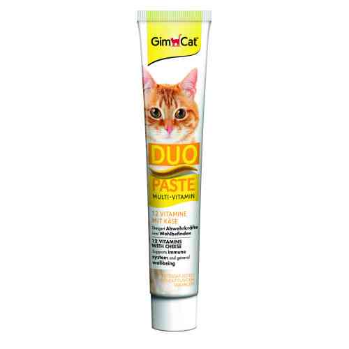 Паста GimCat DUO PASTE Multi-vitamin 12 vitamins with cheese для котів усіх порід 12 вітамінів та сир 50г Київ
