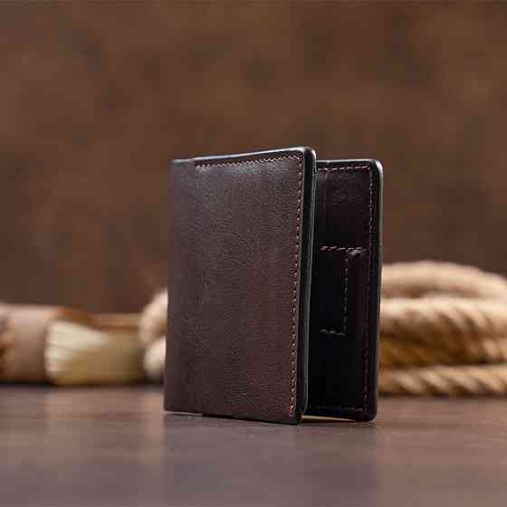 Вертикальное портмоне-кредитница комби в гладкой коже Коричневое (GRANDE PELLE) Киев