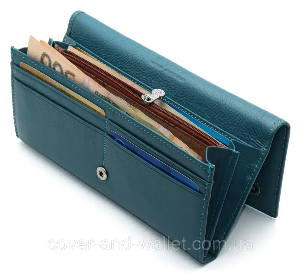 Бірюзовий жіночий шкіряний гаманець на багато карток Boston Київ - фото 6