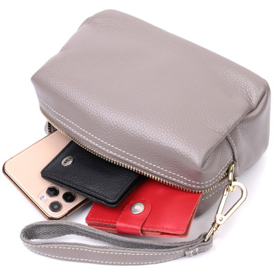 Сумка Vintage Женская с двумя ремнями из натуральной кожи Серая (22275) Винница - изображение 9