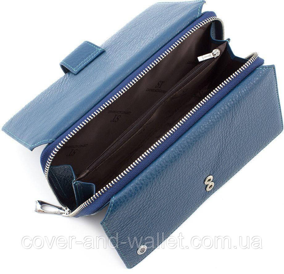 Стильний шкіряний гаманець клатч блакитного кольору Київ - фото 6