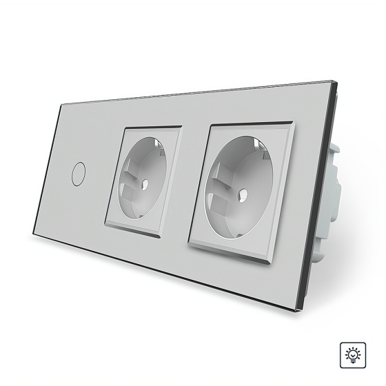 LIVOLO Сенсорний диммер 1 сенсор 2 розетки Livolo сірий скло (VL-C701D/C7C2EU-15) Коломия