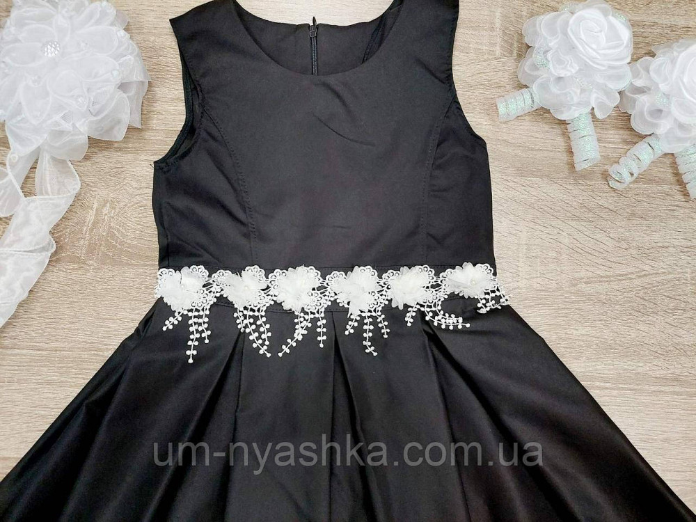Сарафан шкільний чорний із білим мереживом 134-140 Кривий Ріг - фото 3
