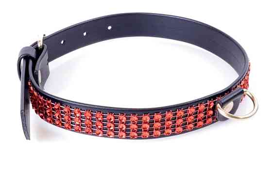 Ошейник из искуственной кожи с кристаллами Fetish Boss Series - Collar with crystals Red, BS3300108 Sex Aura Киев