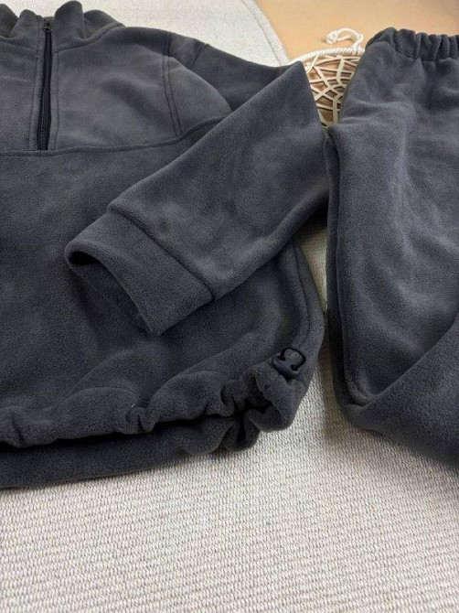 Жіночий теплий костюм тедді з полар флісу(толстовка+штани)Графіт Кам'янець-Подільський - фото 4