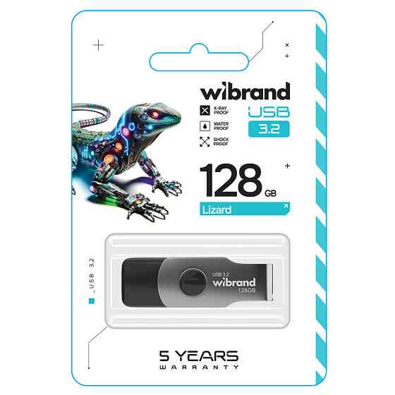 Флешка flash Wibrand USB 3.2 Gen1 Lizard 128GB Black WI3.2 / LI128P9B Одеса
