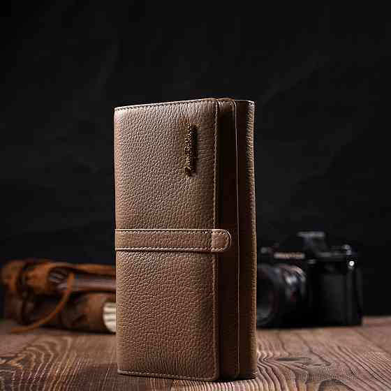 Практичний жіночий гаманець з великою кількістю відділень із натуральної шкіри Tony Bellucci 21959 Бежевий Київ