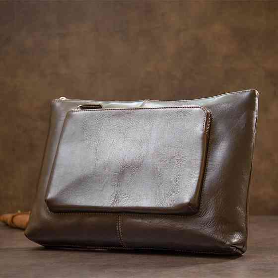 Кожаная мужская прямоугольная сумка для ноутбука Коричневый (GRANDE PELLE) Киев