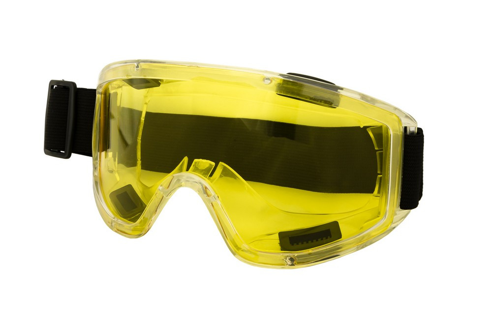 Окуляри-напівмаска закриті MASTERTOOL ANTI-SCRATCH 4 вентиляційні клапани регульований ремінь l клас жовті 82-0402 Коломыя - изображение 1