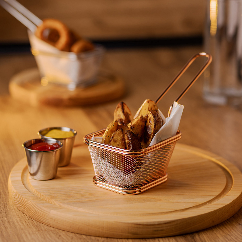 Кошик сервірувальний для подачі картоплі фрі та снеків 10.5×9×5.5 см Рожеве золото HP-19-4-S-R Коломия - фото 4